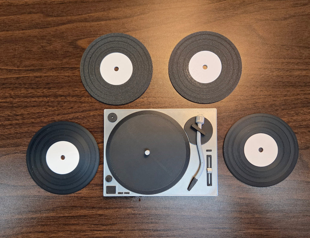Retro Record Player Coaster Set